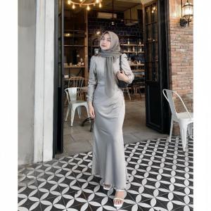 Elora Dress by HEGAR STORE Satin Silk Premium Baju Fashion Wanita Kondangan Wisuda Couple Muslimah Gamis Lebaran Bridesmaid Wedding Pesta Slim Body Fit Kekinian Duyung Mermaid Dress Remaja Kekinian gaun Gamis Kondangan manis Abaya Polos Terbaru 2024