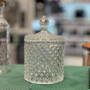 Toples Lebaran Stoples Permen Kue Kacang Model Bulat Bahan Kaca Tinggi 17.6cm WEO IF4559