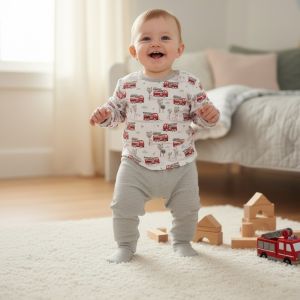[Ne-Kids] Baby Boy Pyjamas Set - Fire Trucks: 95% Bamboo 5% Spandex