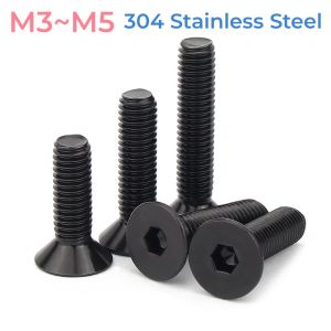 DIN7911 Black 304 Stainless Steel Hexagon Hex Socket Flat Countersunk Head Furniture Screws Allen Bolts M3 M4 M5