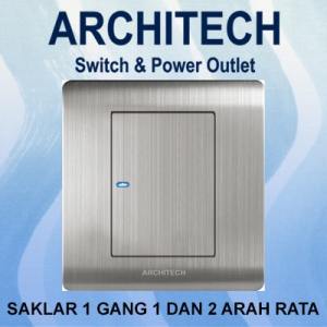 ARCHITECH PLATINUM B9-K1A SILVER Sakelar/Saklar/CETEK 1 Gang 1Arah LED