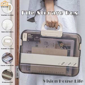 Vision Transparent Document Storage Bag Portable A4 File Bag Plastic File Document Storage Box Large Capacity Passport Certificates Organizer Filing Storage Holder for Documents