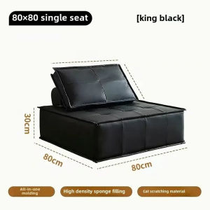 ⚡Minimalist Italian Leather Sofa Single Seat Black Modular Sofa with High Backrest Original Piemonte Leather Design Living Room