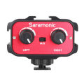 Saramonic SR-AX100 มิกเซอร์ ออดิโอ อินเตอร์เฟสและมิกเซอร์ มิกเซอร์จิ๋ว สำหรับ DSLR Microphone Recording. 