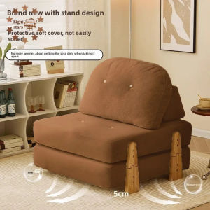 Modern Lazy Sofa Chair – Minimalist Modular Folding Sofa Cream Fabric Single Seat for Small Apartment Living Room