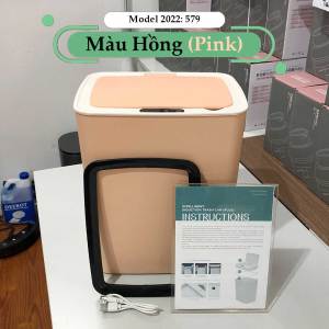 Thùng Rác Cảm Ứng Tự Động Thông Minh Pin Sạc Cổng USB Bản Nâng Cấp 2022 Cảm Ứng Kép 3 Chiều Dung tích 14L Chống Nước Tốt
