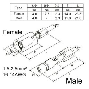 WH 50pcs Female and Male Insulated Electric Connector Crimp Bullet Terminal