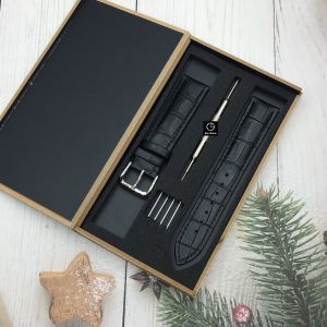 Dây Da Đồng Hồ Size 18mm 20mm 22mm Da Bò thật Tặng Hộp Gỗ Và Phụ Kiện