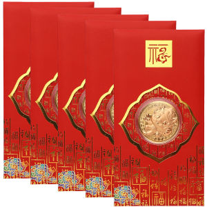 5 cái bao lì xì đỏ sáng tạo với May Mắn Đồng xu Lễ Hội Mùa Xuân Trung Quốc đồng xu nghệ thuật sưu tầm 2026 năm quà tặng năm mới của con ngựa angpao