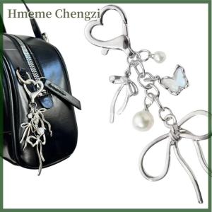 Hmeme Y2K Ribbon Bow Knot Keychain Cute Small Butterfly Keyring For Women Fashion Elegant Bag Pendant Key Phone Decoration Hanging