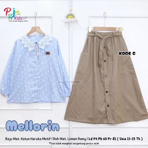 COD Setelan Anak Remaja Perempuan Atasan Blus Dan Rok Panjang Usia 11-15T Mellorinn Set Rok
