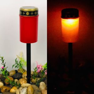 FDGED กันน้ำกันน้ำได้ โคมไฟแสงอาทิตย์สุสาน เซนเซอร์แสงอาทิตย์ Flameless ชาแสง การตกแต่งสวนและสุสาน กันฝนกันฝน แสงเทียนแบบอิเล็กทรอนิกส์ กิจกรรมกลางแจ้งกลางแจ้ง