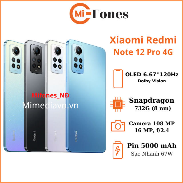 điện thoại Xiaomi Redmi note 12  pro 4G chính hãng snapdragon 732G