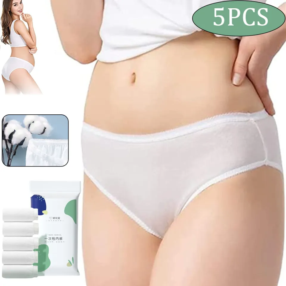 5 PCS Women's Disposable 100% Cotton Underwear, Maternity Underwear  Postpartum C-Section Menstruation Ladies Briefs Panties for Travel Hotel  Spa Hospital Stays Emergencies