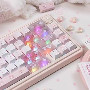 Cartoon Anime My Melody Theme Keycaps Set for MX Gamer Mechanical Keyboard Personalized Keycaps Cherry Profile Customized Gifts