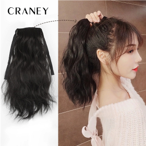 35cm Horsetail Water Ripple Wig Braid Long Hair Extensions Pads with Bandage Girl