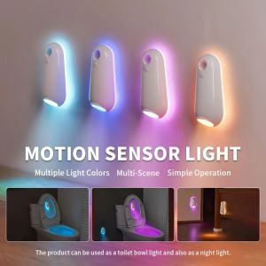 LEKGAVD RGB Toilet Night Light 7Color Changing Smart Motion Sensor Light Ambient Night Light Portable Rechargeable LED Light for 3.7V500mAh for Bathroom Decoration