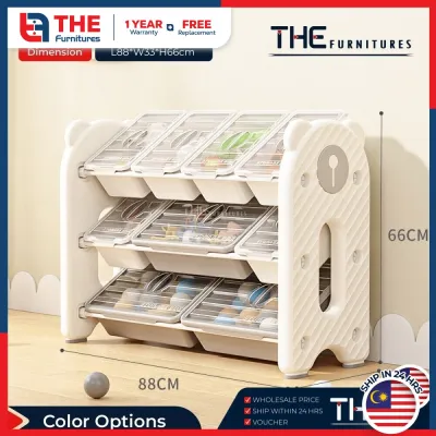 THE L88/109cm (3/4 Layers) Cute Bear Design Kids Children Book Toy Storage Cabinet Rack