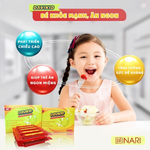 DAVIKID Chính Hãng Nari Kích thích ăn ngon Tăng cường sức đề kháng Tăng trưởng chiều cao . 20 ống 10ml
