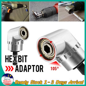 105 Degree Right Angle Driver Drilling with 1/4-inch Hex Quick Change Drive and Magnetic Bit Socket Right Angle Drill Adapter for Screwdriver Bits and Cordless Power Drill