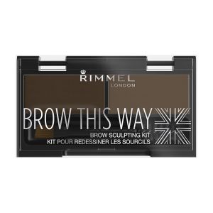 Rimmel Brow This Way Sculpting Kit Dark Brown Powder 0.04 oz. Wax 0.03 oz. Brow Sculpting & Styling Kit with Eyebrow Wax & Setting Powder