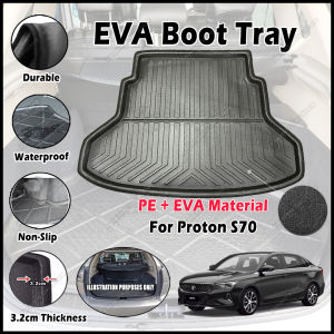✨ For Proton S70 EVA Copolymer Car Boot Tray Luggage Cargo Trunk Tray Dulang But Kereta Durable Easy Clean 100% Custom Fit Waterproof Tahan Lama Senang Pasang Senang Cuci Kalis Tahan Lama Air 汽车后箱垫