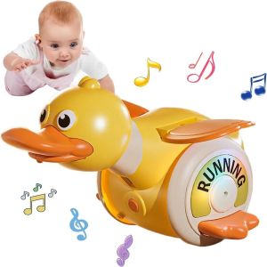 VERIDIAI Plastic Electric Duck Musical Toy Interactive Sound And Light Sensory Dancing Duck Toy Funny Collection Rotating Foraging Duck Toy Kids Toddlers