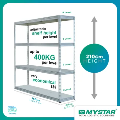 Original Advanced Adjustable MYSTAR Multiple Removeable Metal Shelves Boltless Rack for Bomb Shelter and Storeroom | 210cm Height | Singapore Local Stock |