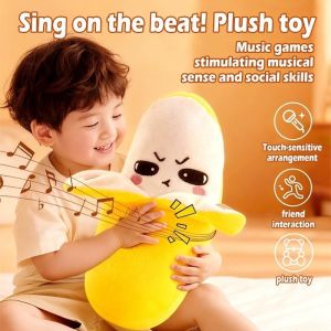 Kids Banana Fruit Induction Beat Toy Creative Music Plush Dolls Kawaii Parent-child Toys Sensory Party Game Collectible Toy