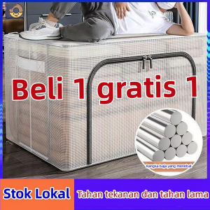 Storage Box box baju serbaguna jumbo Double Zipper Large 66L/110L Penyimpan PakaianLemari Baju Penyimpanan Serbaguna Kotak Mainan Multifungsi Rumah Bahan PVC tahan air box besar