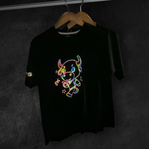 BSL - 161 Bisalo Baju Kaos Pria Wanita lengan pendek motif glow in the dark "LINED BULL" Digital Printal Kaos Distro Combed Atasan - pakaian wanita - pakaian pria - baju wanita - baju pria - atasan wanita pria - kaos oversize - kaos hitam- kaos katun