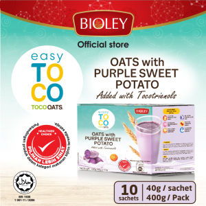 BIOLEY Easy Toco - Oat Dengan Ubi Keledek Ungu ditambah dengan Tokotrienol | Oats With Purple Sweet Potato added with Tocotrienols (40g x 10S)