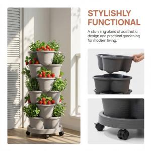 LEI Vertical Garden Planter Stackable Tower Flower Pot Modular Multi Layer Design for Home Office Balcony Decoration