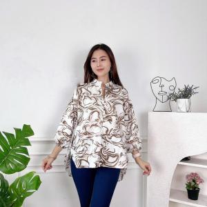 Kemeja Garis Garis Wanita Lengan Panjang COD Rego Grosir