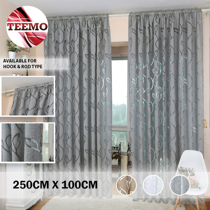 Teemo Hook & Rod Type 1pcs Voile Panel Net Curtain Slot Top Leaves ...