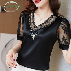 C.Joy1 Womens Short-sleeved Shirt Top Womens Lace Plus Size T-shirt