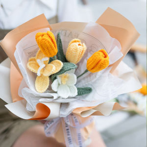 SG STOCK DIY Crochet Flower Bouquet Artificial Crochet Flowers Kit with Yarn Knitting Birthday Gifts Home Decoration