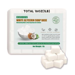 EDSRDRUS 1LB bột xà phòng glycerin không mùi dùng để tự làm xà phòng thủ công giúp dưỡng ẩm dễ dàng cắt và sử dụng cho các công việc thủ công thành phần gồm glycerin thực vật và dầu dừa dễ dàng cắt (trong suốt 1LB).