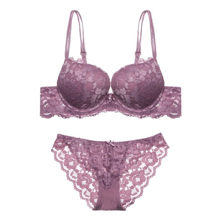Beautyinggirls Women Lace Embroidery Push-up Bra Set Wire Free Padded Bras  +Panty Suit Lazada PH