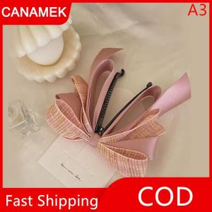 【CANAMEK】 2022 New Ribbon Bow Chuối Clip Dễ Thương Ngọc Trai Tóc Pins Barrette Phụ Nữ Phụ Kiện Tóc Thời Trang Màu Rắn Thanh Lịch Tóc Claw
