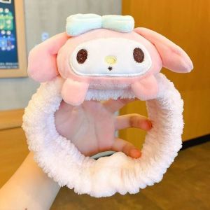 【Ready Stock】Sanrio Kuromi Melody Plush Doll Face Wash Makeup Hairband Kawaii Cinnamoroll Sweet Non Slip Elastic Hair Accessories