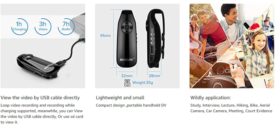 BOBLOV 007 Body Mini Police Camera HD 1080P Video Audio Recorder