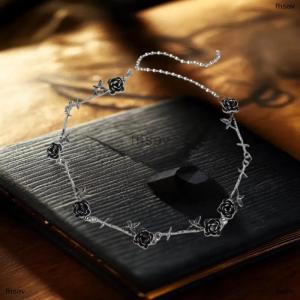 [COD] fhsav Vintage Personalized Rose Pendant Necklace Womens Punk Metal Black Popular Design Choker Y2K Jewelry Gothic Gift