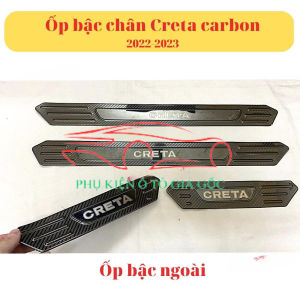 Ốp bậc cửa nẹp bước chân trong ngoài xe Hyundai Creta 2022 2023 2024 Vân CARBON cao cấp