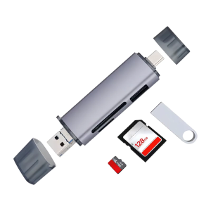 6ใน1 USB3.0 USB C ตัวอ่านหน่วยความจำ USB3.0ตัวแปลงไรท์เตอร์อะแดปเตอร์ไดรฟ์ TF สำหรับโทรศัพท์แล็ปท็อปแท็บเล็ต