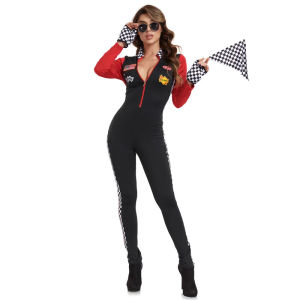 Women Racing Girl Costume Race Car Tight Jumpsuit  Race Driver Uniform Halloween Race Girl Long Sleeves Outfit Fancy Dress