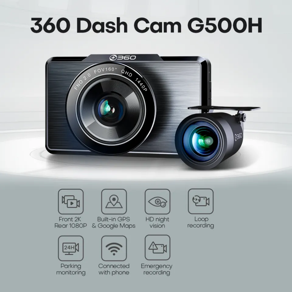 360 Botslab G500H Dash Cam For Car Front 2K FHD Rear 1080P Video