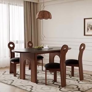 Arch Dining Table Black Rock Household White Waxwood Oval