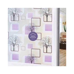 Stiker kaca jendela rumah ranting ungu