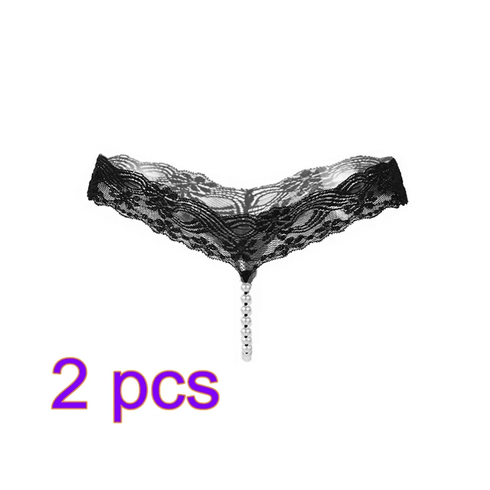 Breathable Pearl Panties Underwear Female Lingerie Lace Thong Underpants  Open